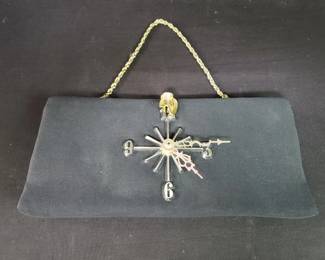 Vintage Mr. Bonhomme quartz clock handbag. Lot # 195