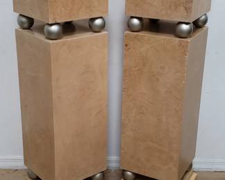 Pair of modern wood pedestals. Lot # 268