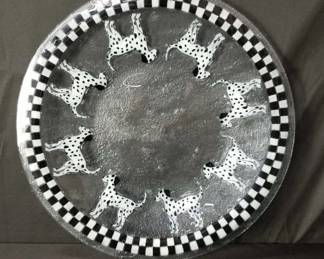 Peggy Karr style art glass Dalmatian center bowl. Lot # 279