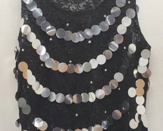 Personally worn sequins black lace tank top. Lot # 32