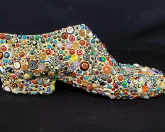 Multicolor murrine millefiori beaded shoe. Lot # 218