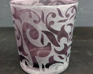 Signed Michael Weems purple etched glass. Lot # 265