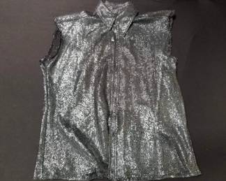 Richard Simmons personally worn fishnet button-up. Lot # 619