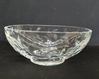 Tiffany & Co. oval leaf cut crystal center bowl. Lot #267
