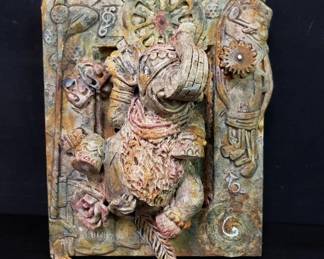 Signed and dated metal and composite elephant. Lot # 230