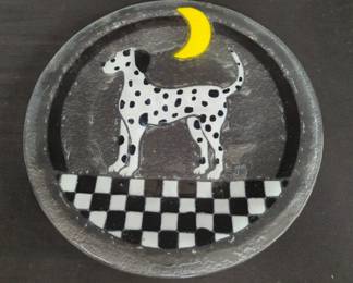 Peggy Karr style art glass Dalmatian checkered. Lot # 286