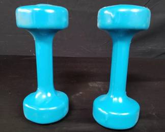 Pair of rubber coated 5 pound dumbbells. Lot # 621