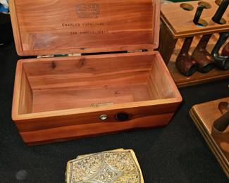 Cedar box 
Silver colored box