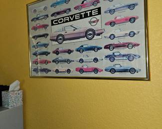 Paper poster framed CORVETTE sign