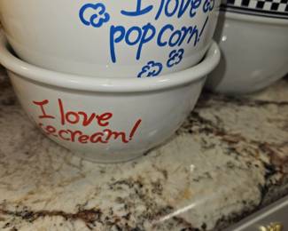 Popcorn and ice cream coordinating bowls