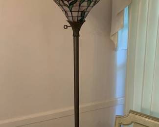 Tiffany-Style Floral Stained Glass Torchiere Floor Lamp