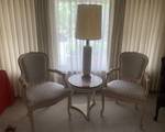 Vintage Green Louis French Provincial Accent Chair – Upholstered Armchair with Carved Wood Frame