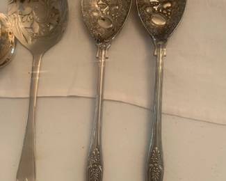 Vintage Silver 2 Spoon and Cranberry Sauce Serving Spoon Silver