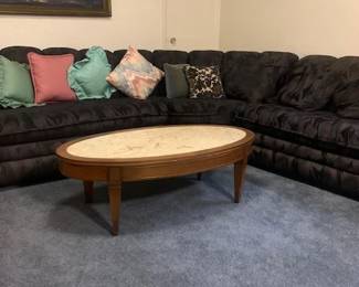 Vintage Marble Coffee table with 3 piece circular couch