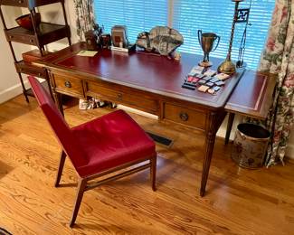 Crimson leather top desk