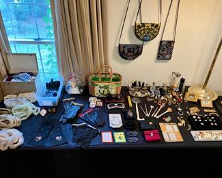Vintage purses and vintage jewelry