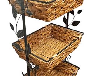 45 Wrought Iron  Wicker Basket Stand