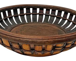 Handcrafted Wood Slat Basket Bowl