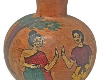 HandPainted Terracotta Vase, 8.5H