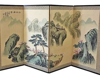 HandPainted Asian Folding Screen