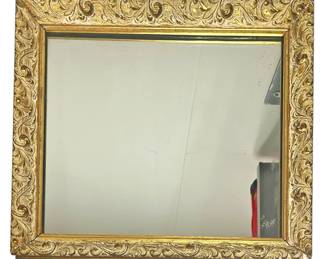 Gold Frame Mirror with Ornate Scrollwork