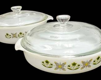 FireKing Spring Wreath Covered Bowls
