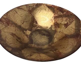 Glass Bowl wRed  Gold Leaf Design
