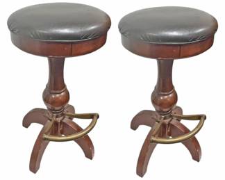 Pair Swivel Bar Stools w Footrest