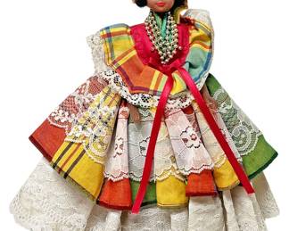 Colorful Caribbean Folk Doll w Lace Dress