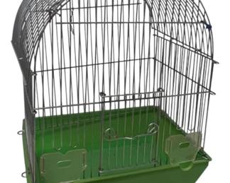 Metal Bird Cage with Green Plastic Base
