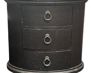 Black 3Drawer Wood Drum Chest
