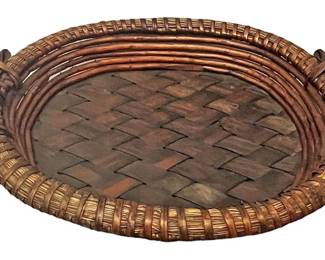 Rattan Tray With Ribbon Handles