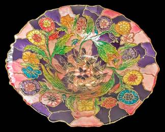 HandPainted Raised Floral Art Bowl
