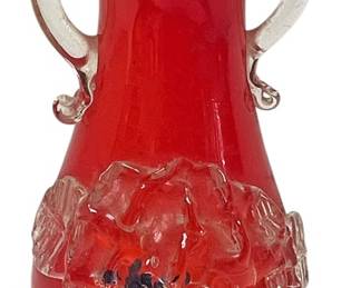 Ruby Red Art Glass Vase, 7 Tall