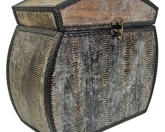 Faux Snakeskin Curved Storage Chest