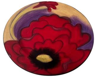 1990s Signed Studio Art Floral Plate