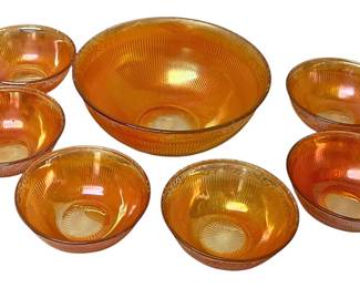 Marigold Depression Glass Berry Set