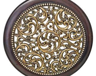 16 Round Wall Plaque w Gold Scroll Design
