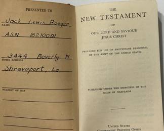 WWII Army issued Protestant New Testament Bible.