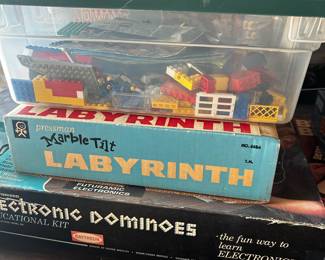 Legos, vintage Raytheon electronic dominoes