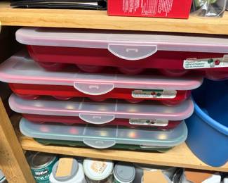 Christmas ornaments in organizer