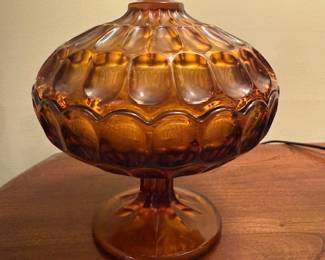 Vintage Fenton Glass Thumbprint Pedestal Candy Dish, Collectible Fenton Amber Covered Dish,