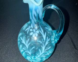 Vintage Fenton Cruet - Blue Daisy & Fern Pattern With Correct Stopper