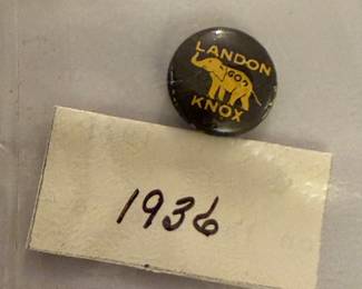 1936 Vintage Landon Knox Political Campaign Election Pin Button