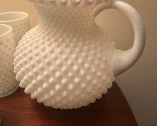 Vintage Fenton Hobnail Glass Pitcher
