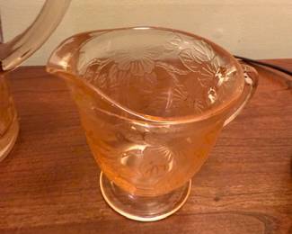 Vintage MacBeth Evans Pink Depression Glass, Dogwood Pattern Creamer 3-1/4 inches tall, Floral Design
