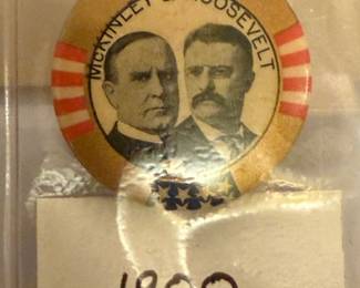 1900 Presidential Campaign Pin- McKinley & Roosevelt