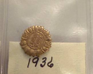 Landon Knox Brass Sunflower Pin 1936 Political Pinback Campaign Button