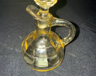 ANTIQUE VINTAGE PADEN CITY AMBER CRUET PITCHER W/ BEEHIVE STOPPER