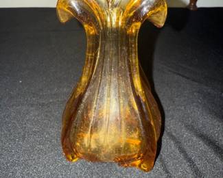 Vintage Amber Art Glass Vase Blown Glass Antique